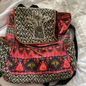 Tribal Giraffe Canvas Backpack
